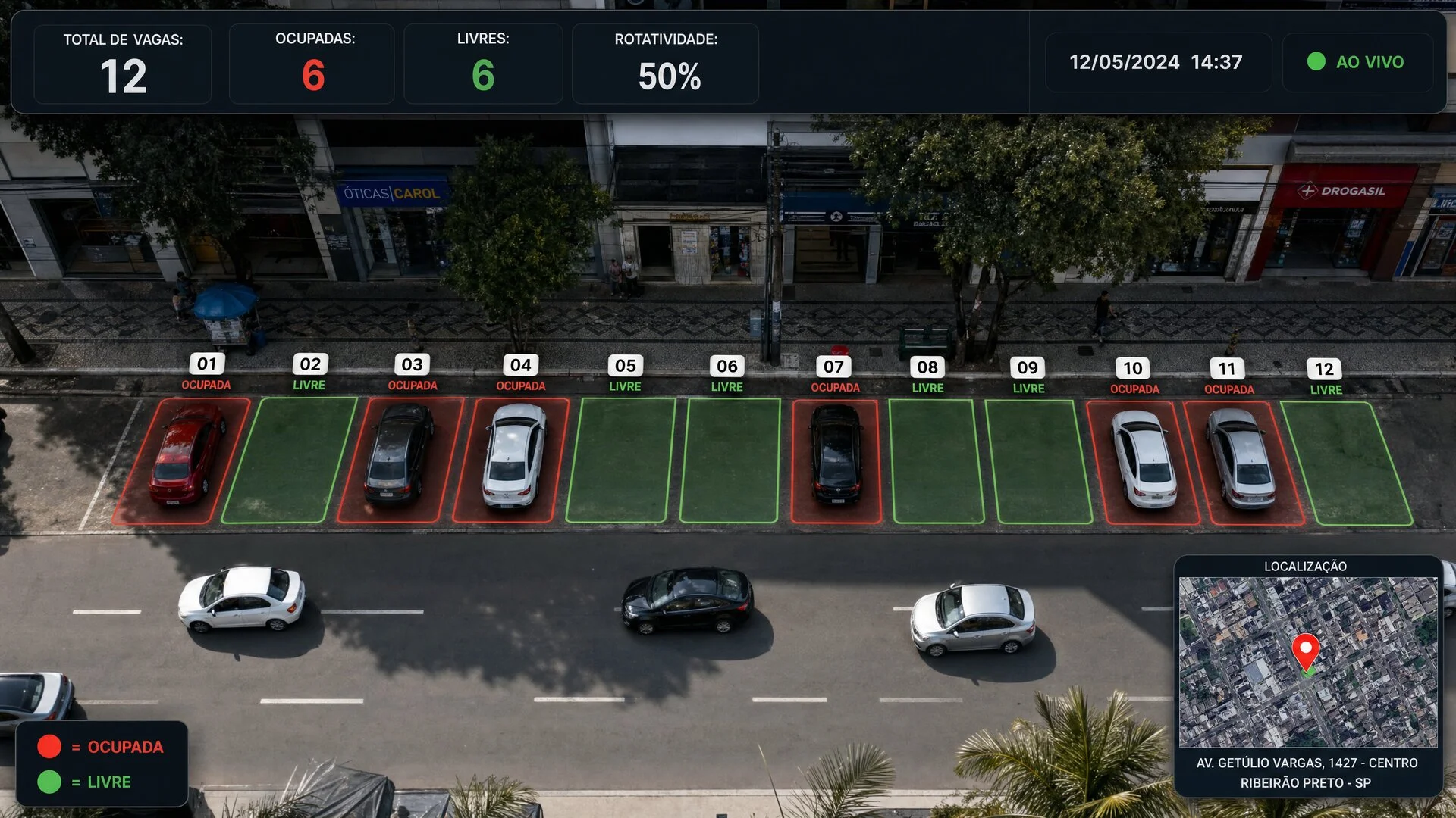 Sistema Olho Vivo Parking para gestão de estacionamento rotativo digital